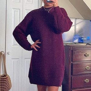 ASOS Design knitted rib mini dress with chunky crew neck